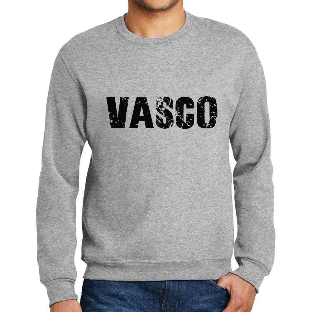 Mens Printed Graphic Sweatshirt Popular Words VASCO Grey Marl