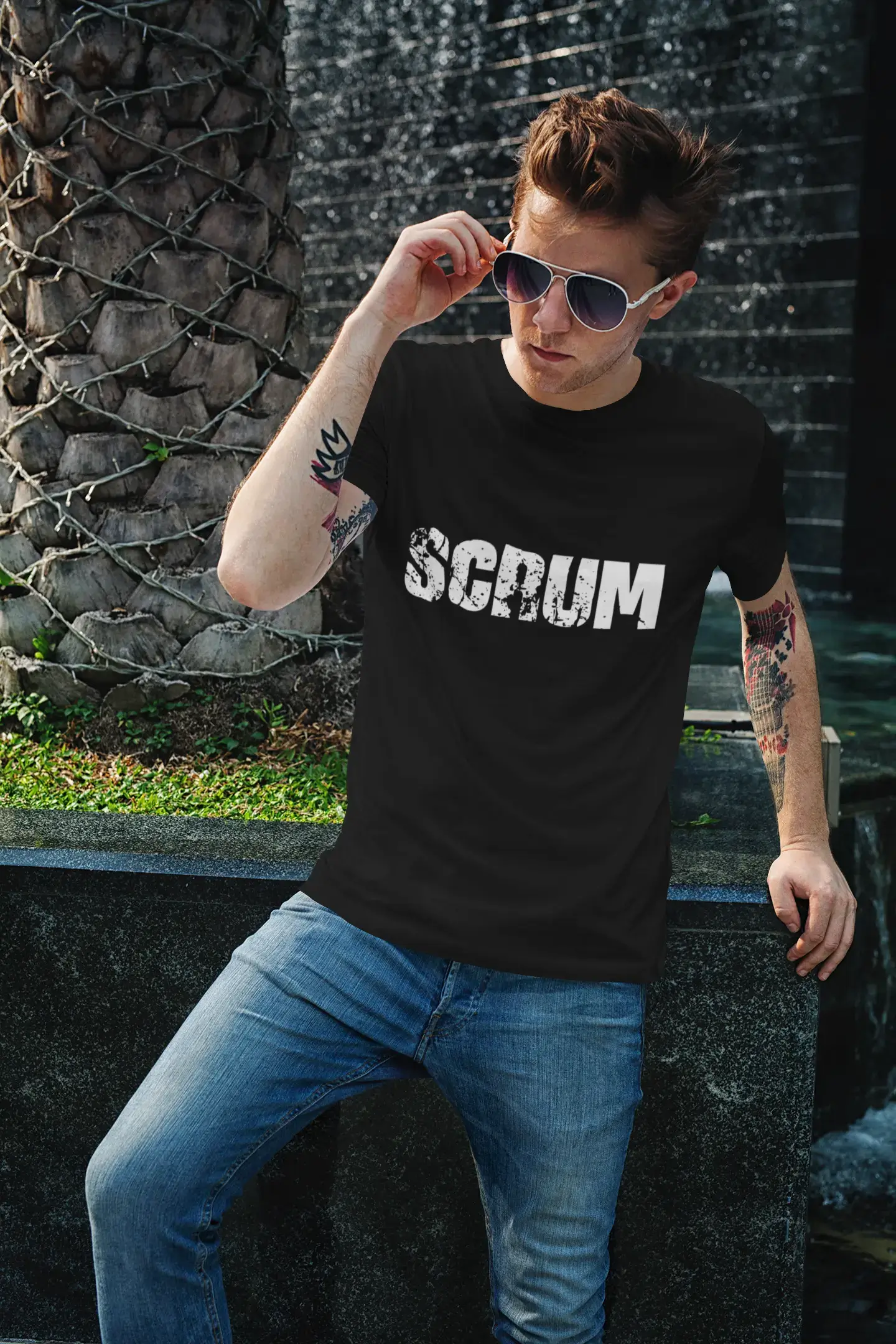 Herren T-Shirt Vintage T-Shirt Scrum