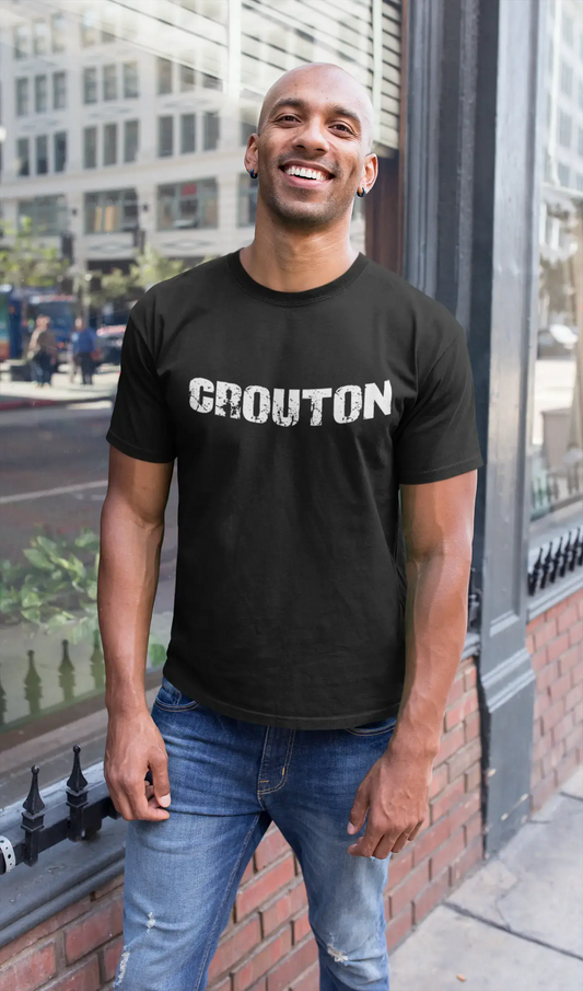 crouton Herren Vintage T-Shirt Schwarz Geburtstagsgeschenk 00555