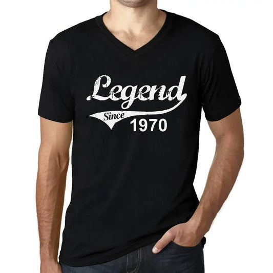 Men's Graphic T-Shirt V Neck Legend Since 1970 54th Birthday Anniversary 54 Year Old Gift 1970 Vintage Eco-Friendly Short Sleeve Novelty Tee