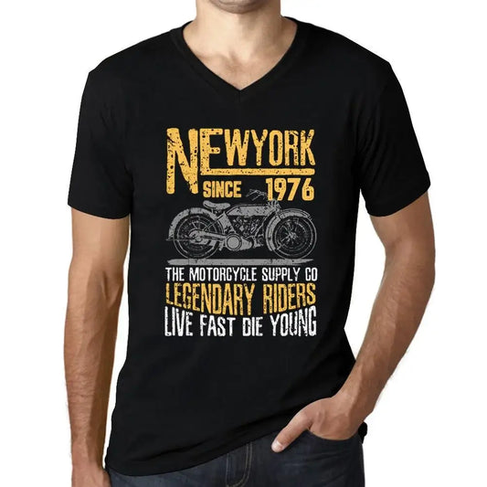 Men's Graphic T-Shirt V Neck Motorcycle Legendary Riders Since 1976 48th Birthday Anniversary 48 Year Old Gift 1976 Vintage Eco-Friendly Short Sleeve Novelty Tee