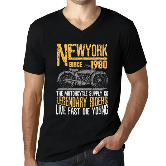 Men's Graphic T-Shirt V Neck Motorcycle Legendary Riders Since 1980 44th Birthday Anniversary 44 Year Old Gift 1980 Vintage Eco-Friendly Short Sleeve Novelty Tee