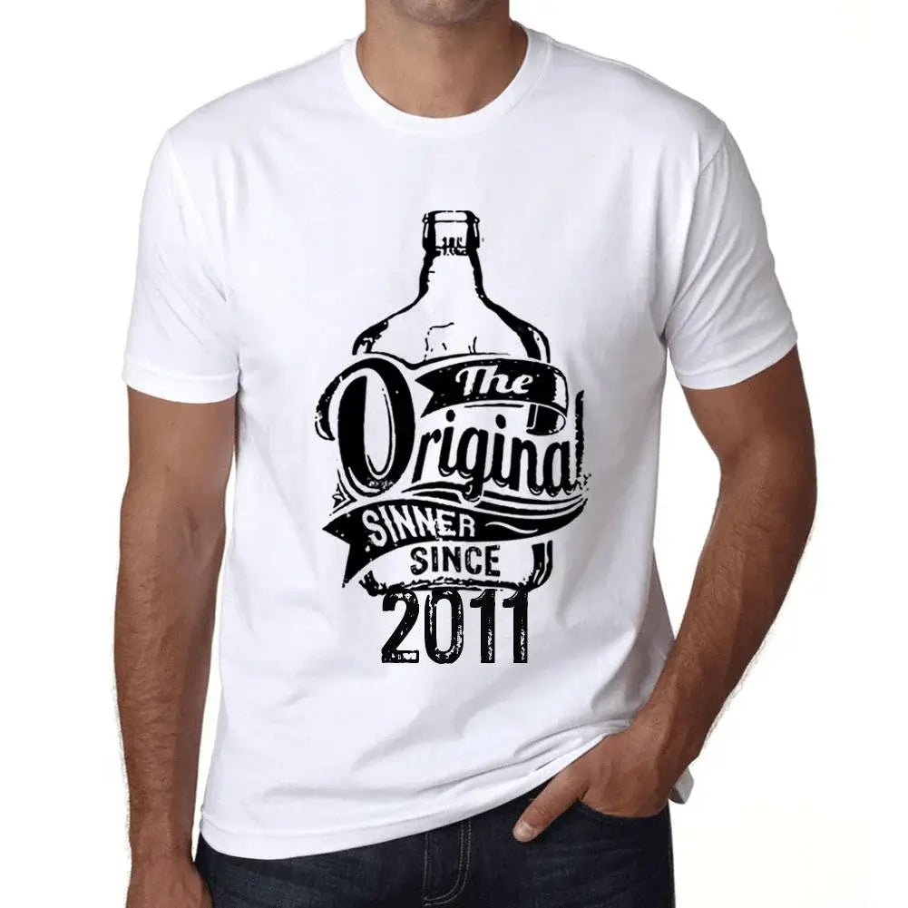 Men's Graphic T-Shirt The Original Sinner Since 2011 13rd Birthday Anniversary 13 Year Old Gift 2011 Vintage Eco-Friendly Short Sleeve Novelty Tee
