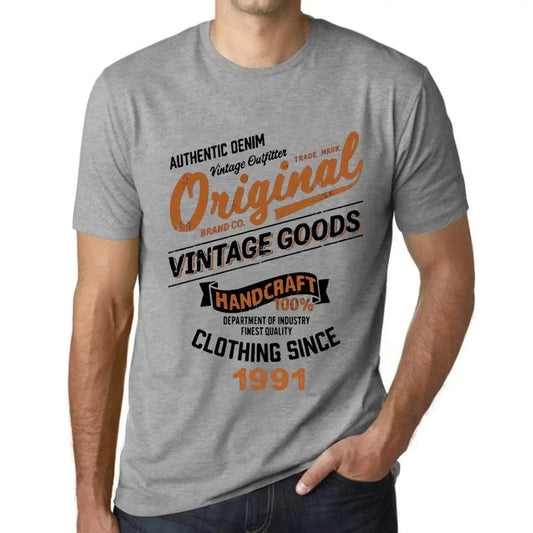 Men's Graphic T-Shirt Original Vintage Clothing Since 1991 33rd Birthday Anniversary 33 Year Old Gift 1991 Vintage Eco-Friendly Short Sleeve Novelty Tee