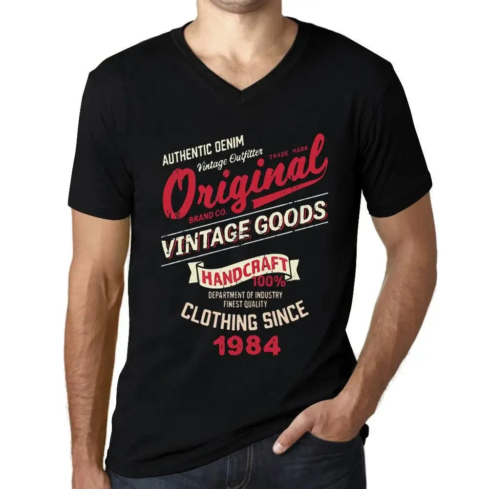 Men's Graphic T-Shirt V Neck Original Vintage Clothing Since 1984 40th Birthday Anniversary 40 Year Old Gift 1984 Vintage Eco-Friendly Short Sleeve Novelty Tee