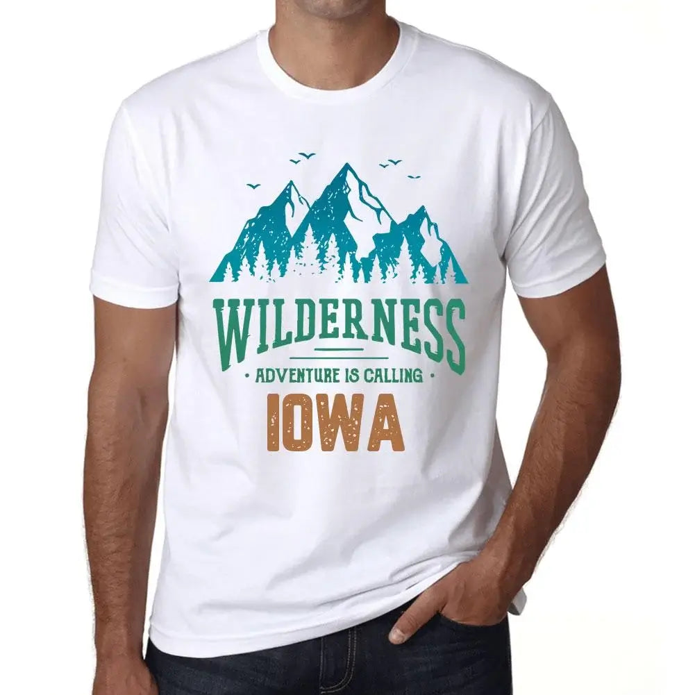 Men's Graphic T-Shirt Wilderness, Adventure Is Calling Iowa Eco-Friendly Limited Edition Short Sleeve Tee-Shirt Vintage Birthday Gift Novelty