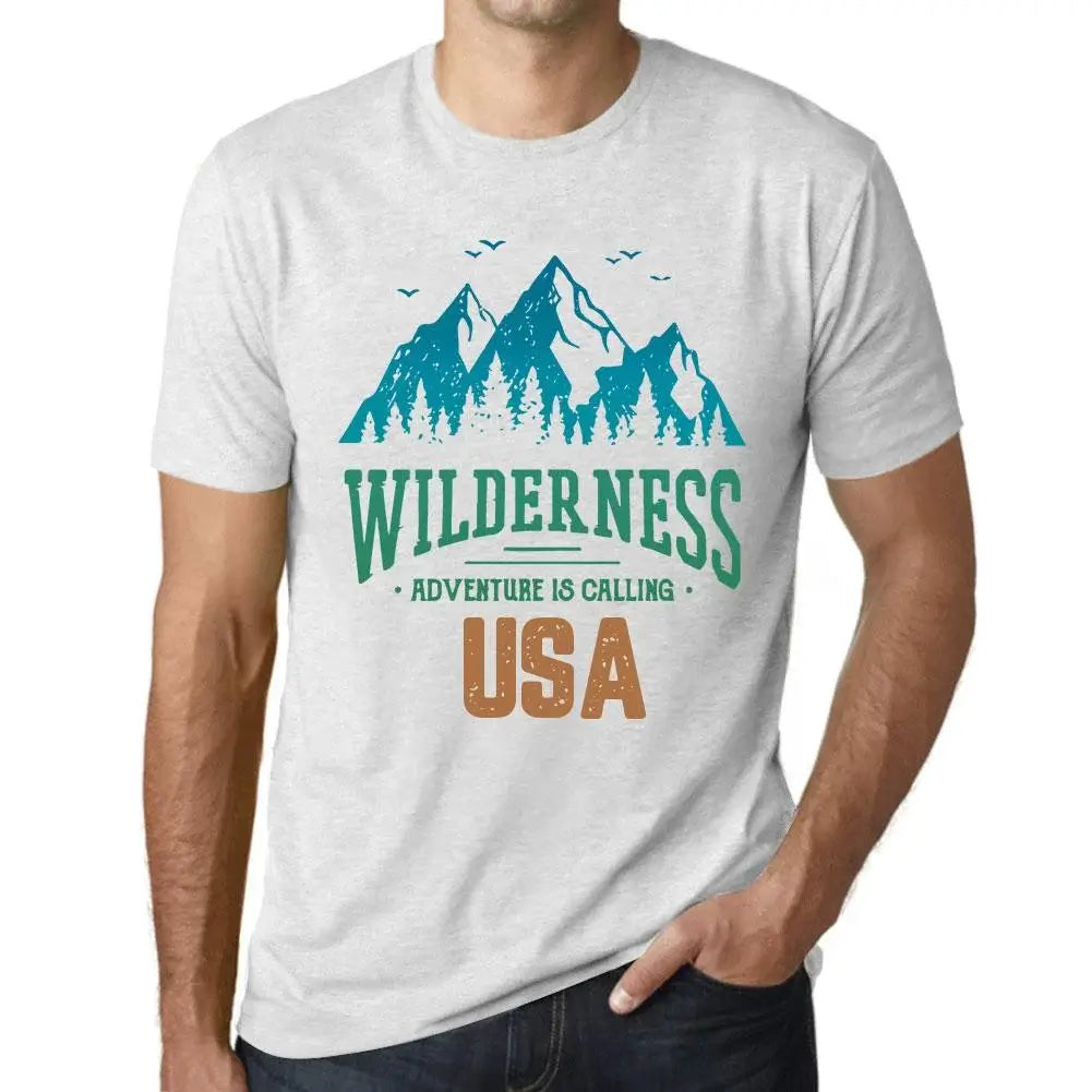 Men's Graphic T-Shirt Wilderness, Adventure Is Calling Usa Eco-Friendly Limited Edition Short Sleeve Tee-Shirt Vintage Birthday Gift Novelty