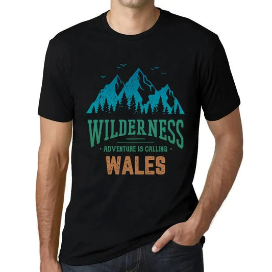 Men's Graphic T-Shirt Wilderness, Adventure Is Calling Wales Eco-Friendly Limited Edition Short Sleeve Tee-Shirt Vintage Birthday Gift Novelty