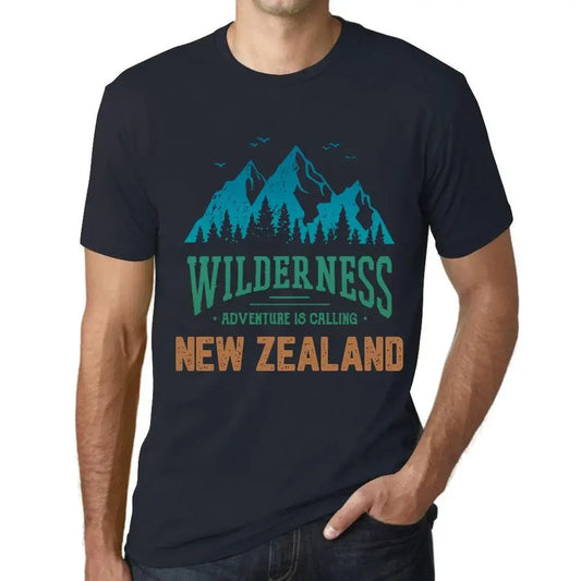 Men's Graphic T-Shirt Wilderness, Adventure Is Calling New Zealand Eco-Friendly Limited Edition Short Sleeve Tee-Shirt Vintage Birthday Gift Novelty