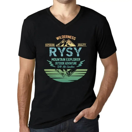 Men's Graphic T-Shirt V Neck Outdoor Adventure, Wilderness, Mountain Explorer Rysy Eco-Friendly Limited Edition Short Sleeve Tee-Shirt Vintage Birthday Gift Novelty