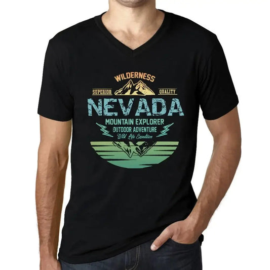 Men's Graphic T-Shirt V Neck Outdoor Adventure, Wilderness, Mountain Explorer Nevada Eco-Friendly Limited Edition Short Sleeve Tee-Shirt Vintage Birthday Gift Novelty