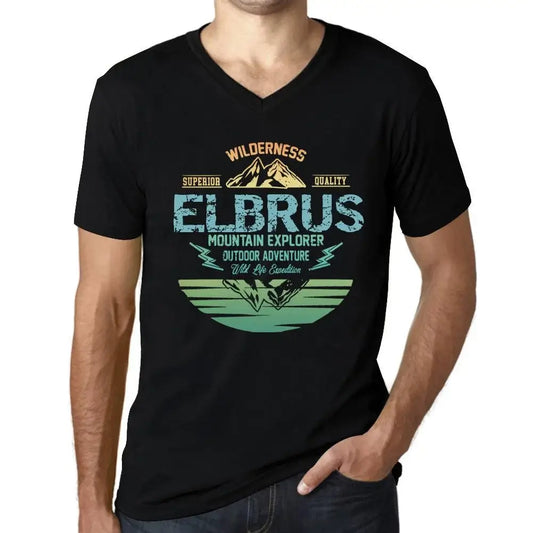 Men's Graphic T-Shirt V Neck Outdoor Adventure, Wilderness, Mountain Explorer Elbrus Eco-Friendly Limited Edition Short Sleeve Tee-Shirt Vintage Birthday Gift Novelty