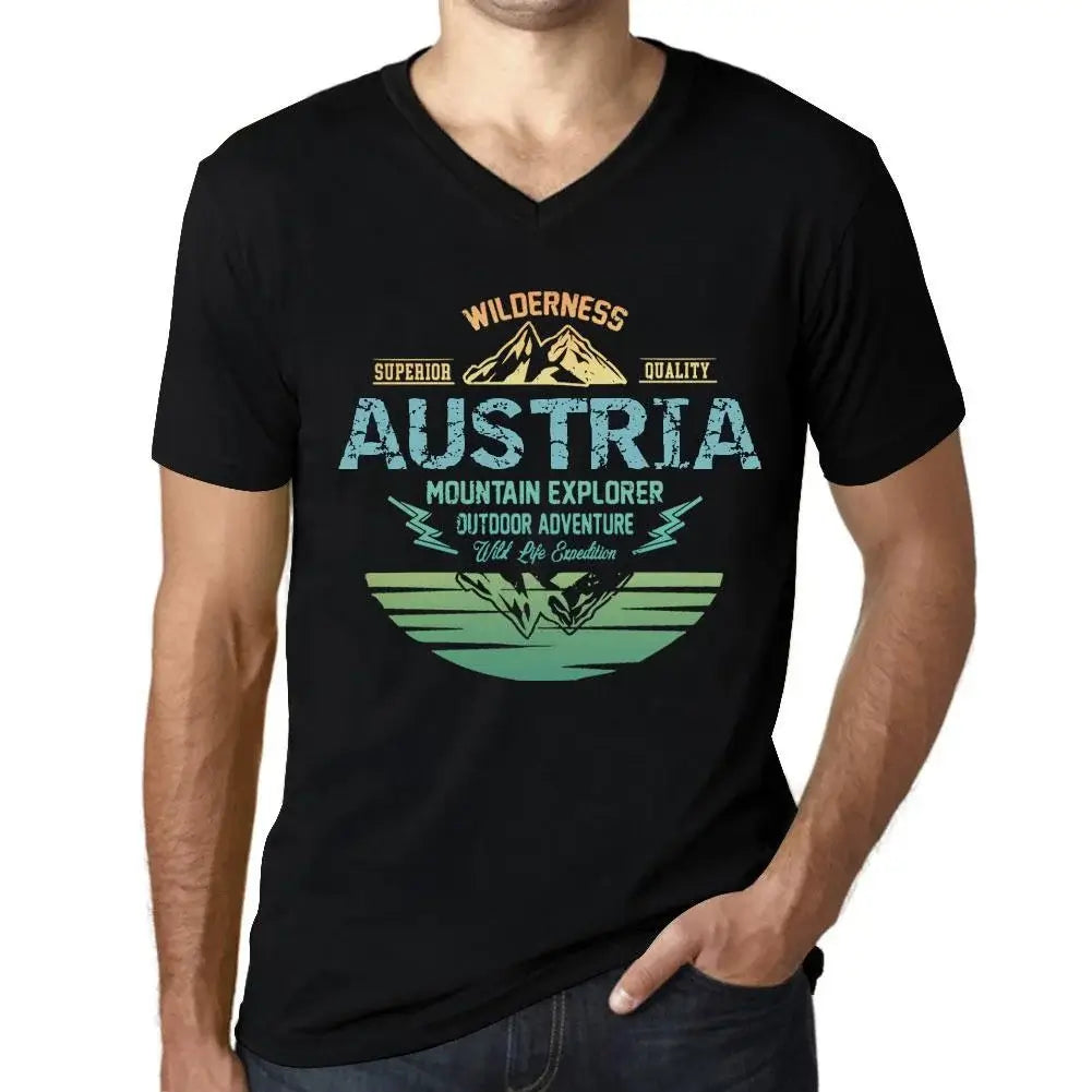 Men's Graphic T-Shirt V Neck Outdoor Adventure, Wilderness, Mountain Explorer Austria Eco-Friendly Limited Edition Short Sleeve Tee-Shirt Vintage Birthday Gift Novelty