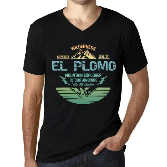 Men's Graphic T-Shirt V Neck Outdoor Adventure, Wilderness, Mountain Explorer El Plomo Eco-Friendly Limited Edition Short Sleeve Tee-Shirt Vintage Birthday Gift Novelty