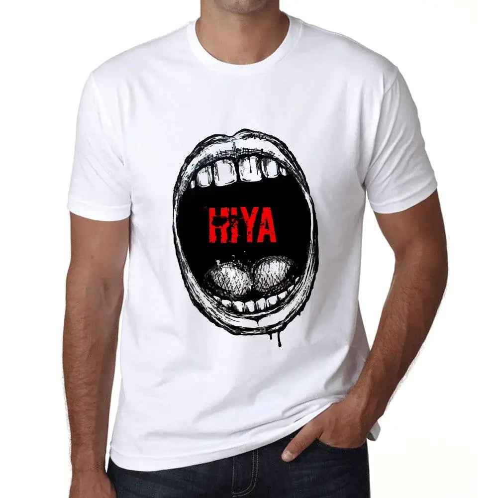 Men's Graphic T-Shirt Mouth Expressions Hiya Eco-Friendly Limited Edition Short Sleeve Tee-Shirt Vintage Birthday Gift Novelty