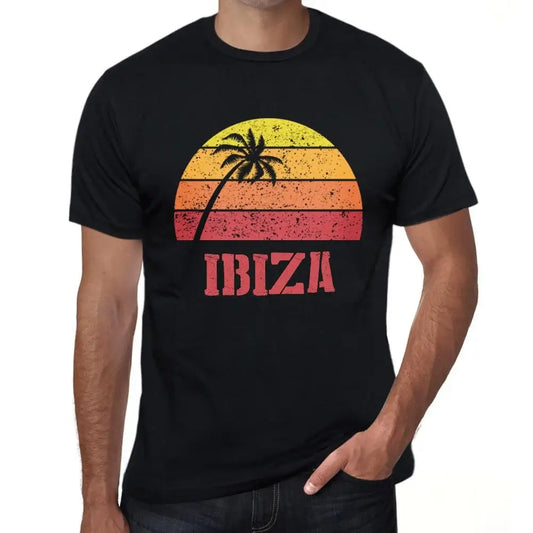 Men's Graphic T-Shirt Palm, Beach, Sunset In Ibiza Eco-Friendly Limited Edition Short Sleeve Tee-Shirt Vintage Birthday Gift Novelty