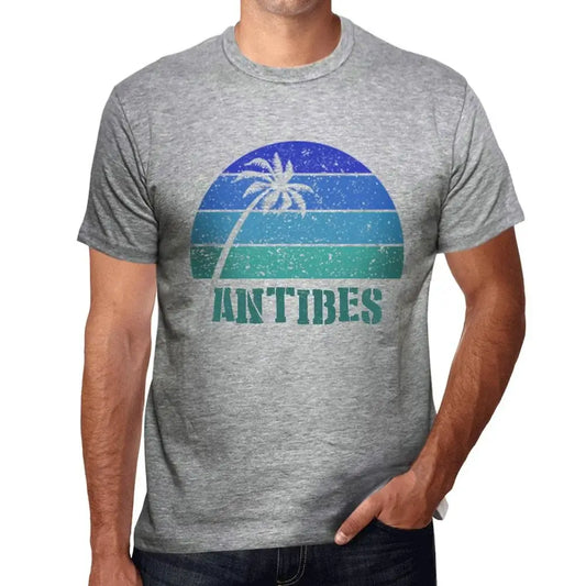 Men's Graphic T-Shirt Palm, Beach, Sunset In Antibes Eco-Friendly Limited Edition Short Sleeve Tee-Shirt Vintage Birthday Gift Novelty