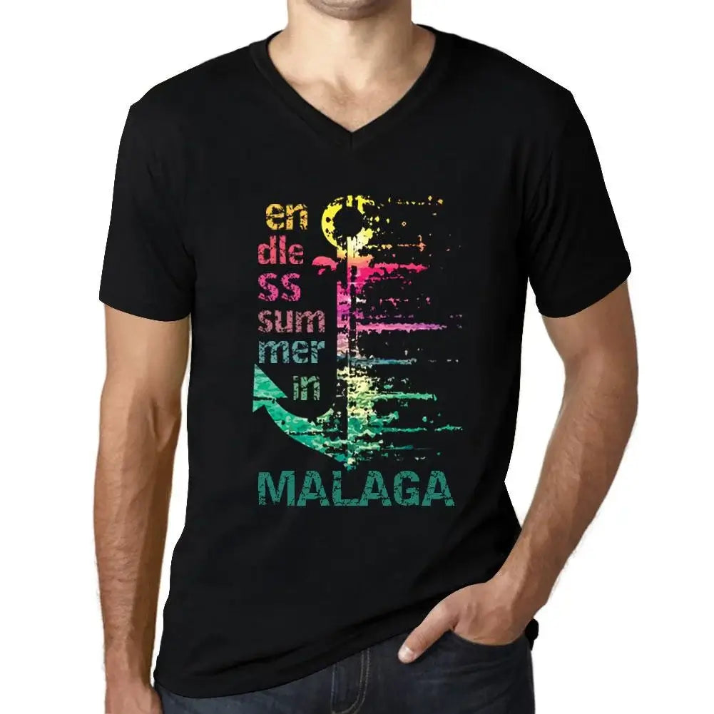 Men's Graphic T-Shirt V Neck Endless Summer In Malaga Eco-Friendly Limited Edition Short Sleeve Tee-Shirt Vintage Birthday Gift Novelty