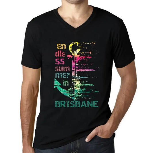 Men's Graphic T-Shirt V Neck Endless Summer In Brisbane Eco-Friendly Limited Edition Short Sleeve Tee-Shirt Vintage Birthday Gift Novelty
