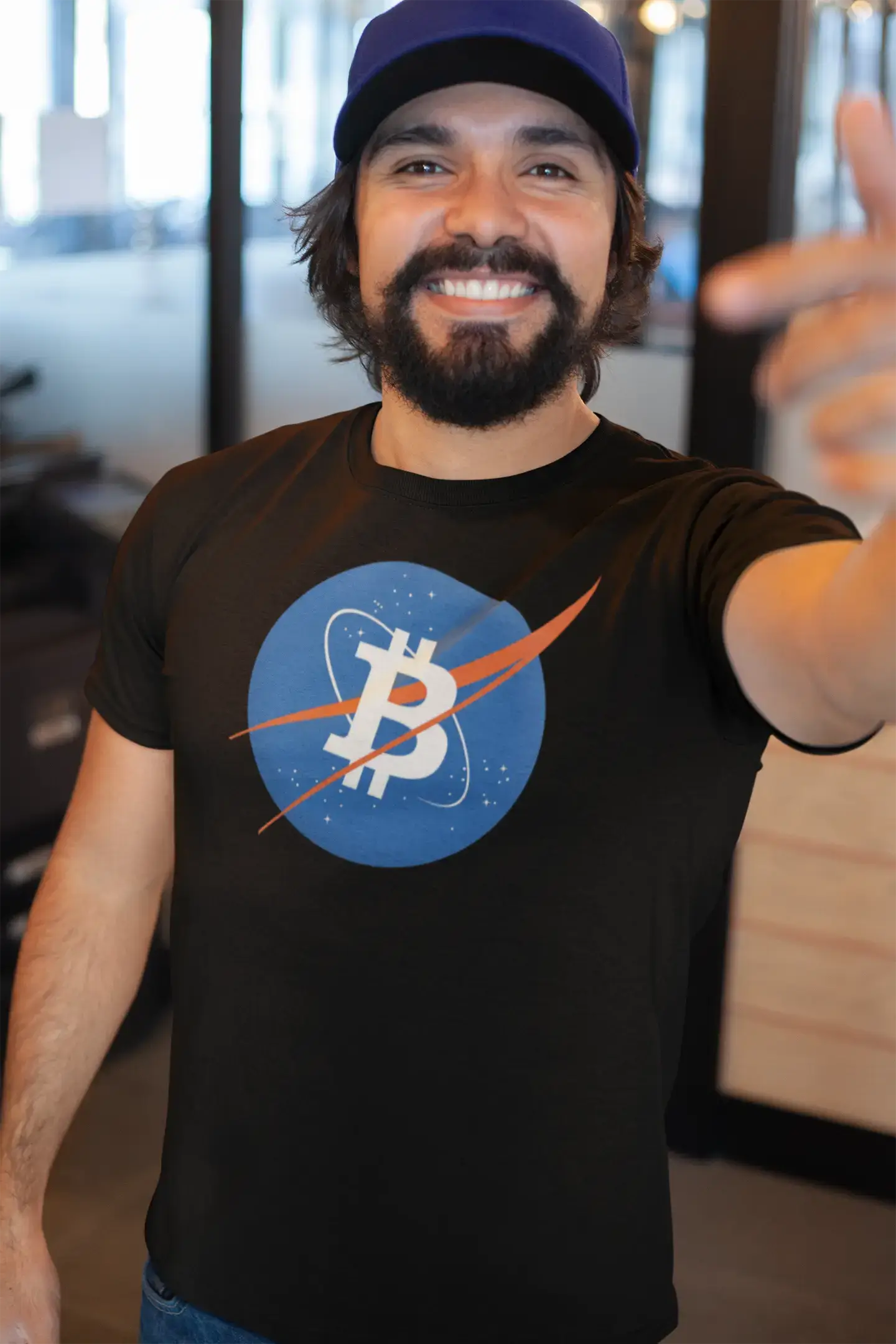 Men’s Graphic T-Shirt Bitcoin BTC NASA Style Vintage White Gift Idea