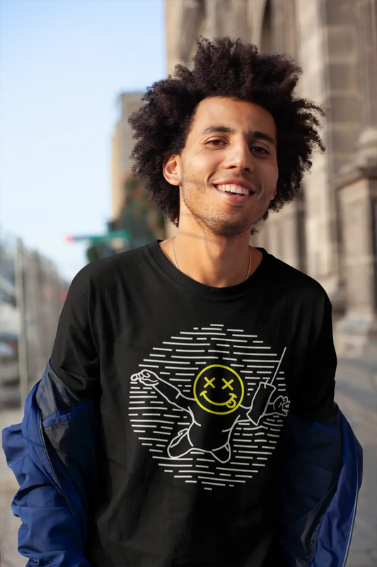 ULTRABASIC T-shirt graphique pour hommes Smiley Face Jump - Chemise drôle pour hommes