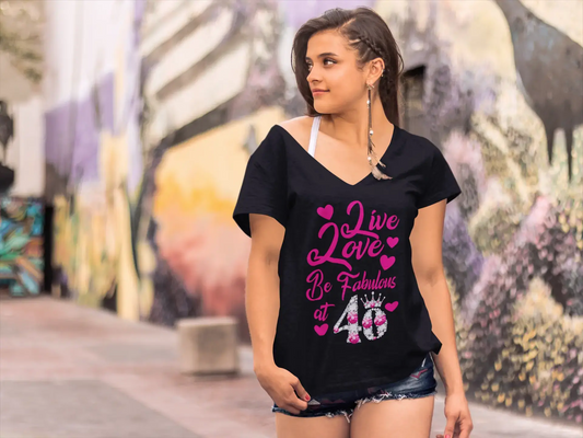 ULTRABASIC Women's T-Shirt Live Love be Fabulous - 40th Birthday Shirt for Ladies