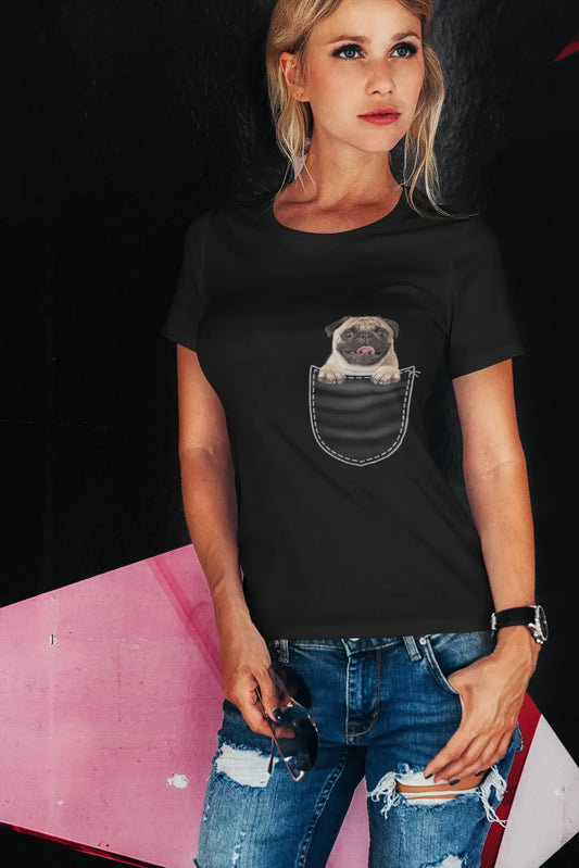ULTRABASIC Graphic Women's T-Shirt Pug - Cute Dog In Your Pocket - Vintage Shirt