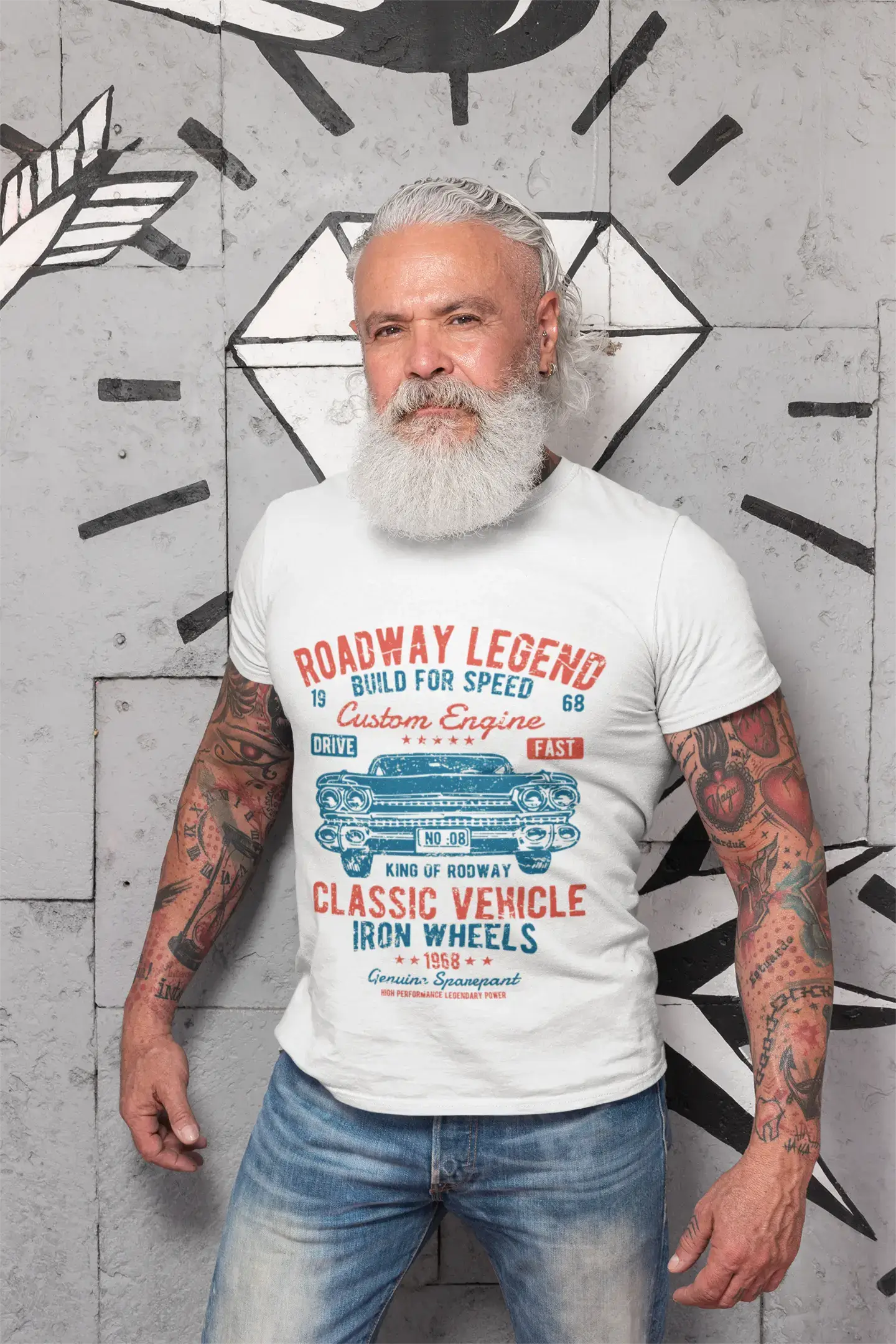 ULTRABASIC Herren T-Shirt Roadway Legend – King of Roadway – Iron Wheels 1968 T-Shirt