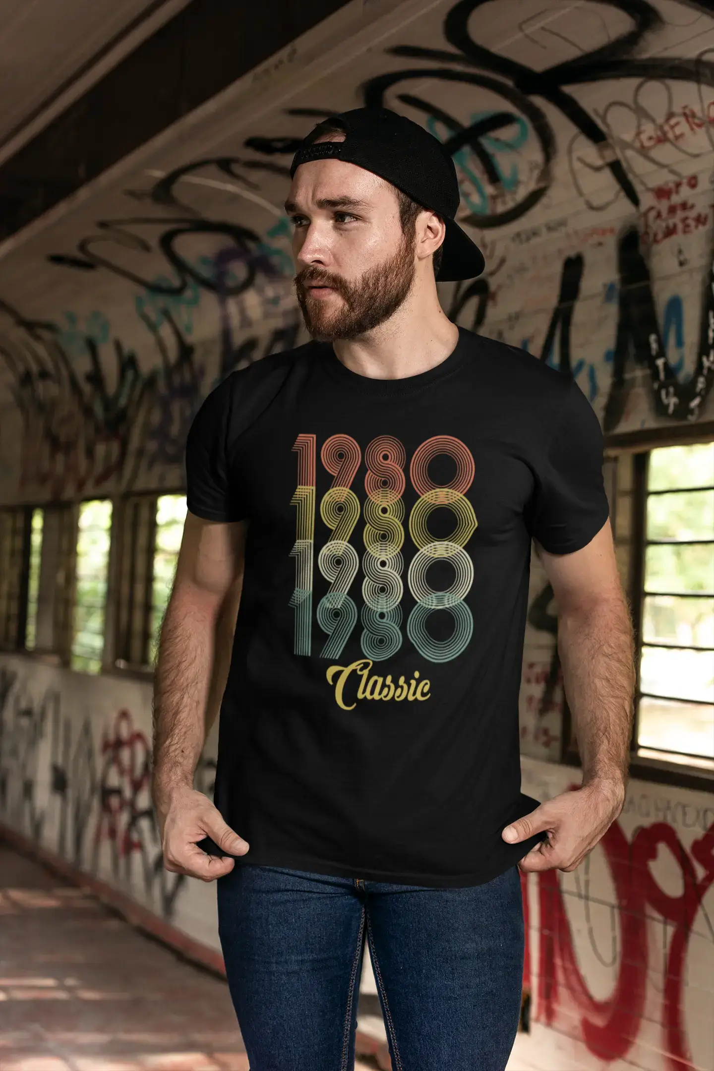 ULTRABASIC Herren T-Shirt Vintage 1980 Classic – Geschenk zum 40. Geburtstag