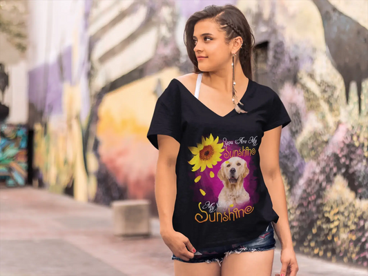 T-Shirt Col V Femme ULTRABASIC My Only Sunshine - Golden Retriever