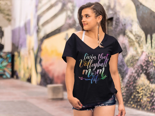 ULTRABASIC Damen-T-Shirt mit V-Ausschnitt Livin That Volleyball Life – lustiges Zitat