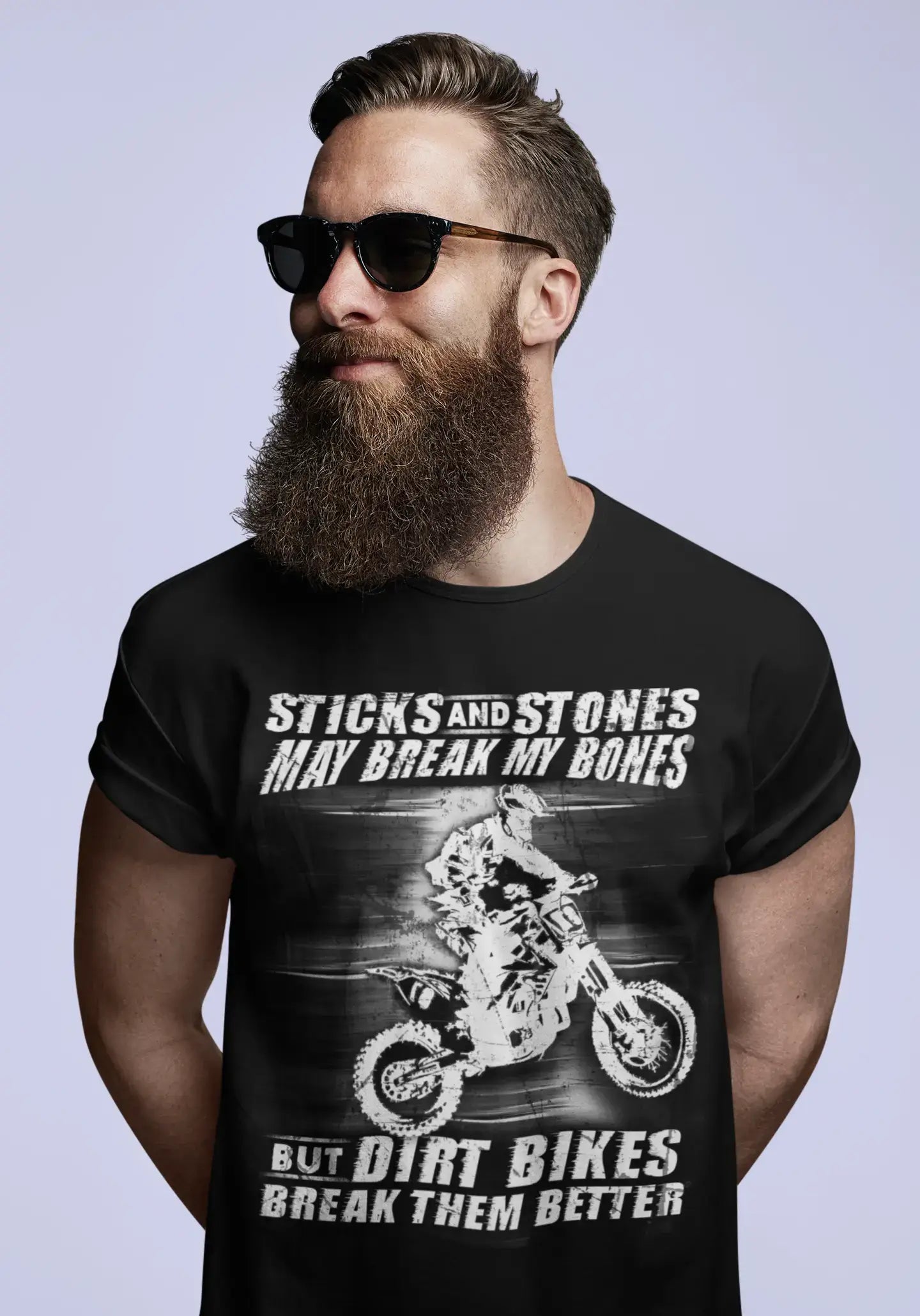 ULTRABASIC Men's T-Shirt Sticks and Stones May Break My Bones - Funny Biker Tee Shirt