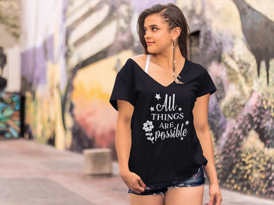 ULTRABASIC Damen-Neuheits-T-Shirt All Things are Mögliche – Kurzarm-T-Shirt-Oberteile