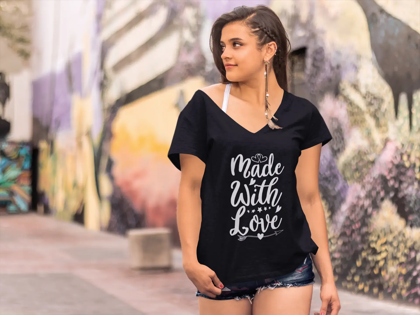 ULTRABASIC Women's T-Shirt Made With Love - Short Sleeve Tee Shirt Tops