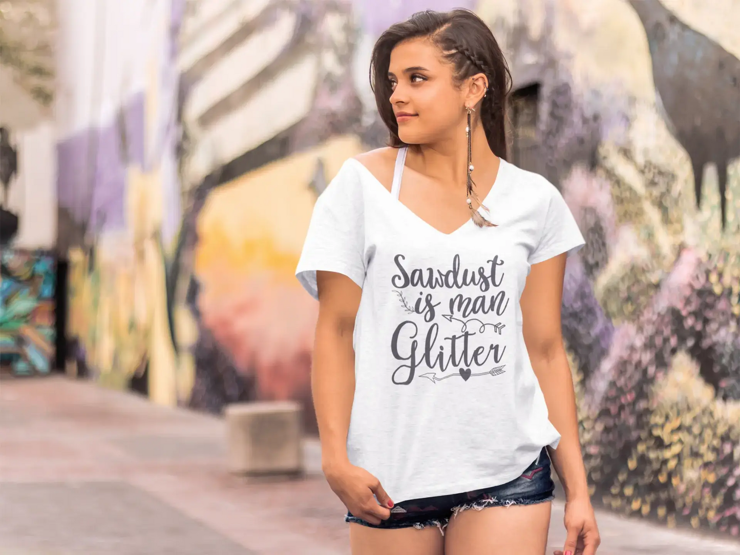 ULTRABASIC Women's T-Shirt Sawdust is Man Glitter - Short Sleeve Tee Shirt Tops