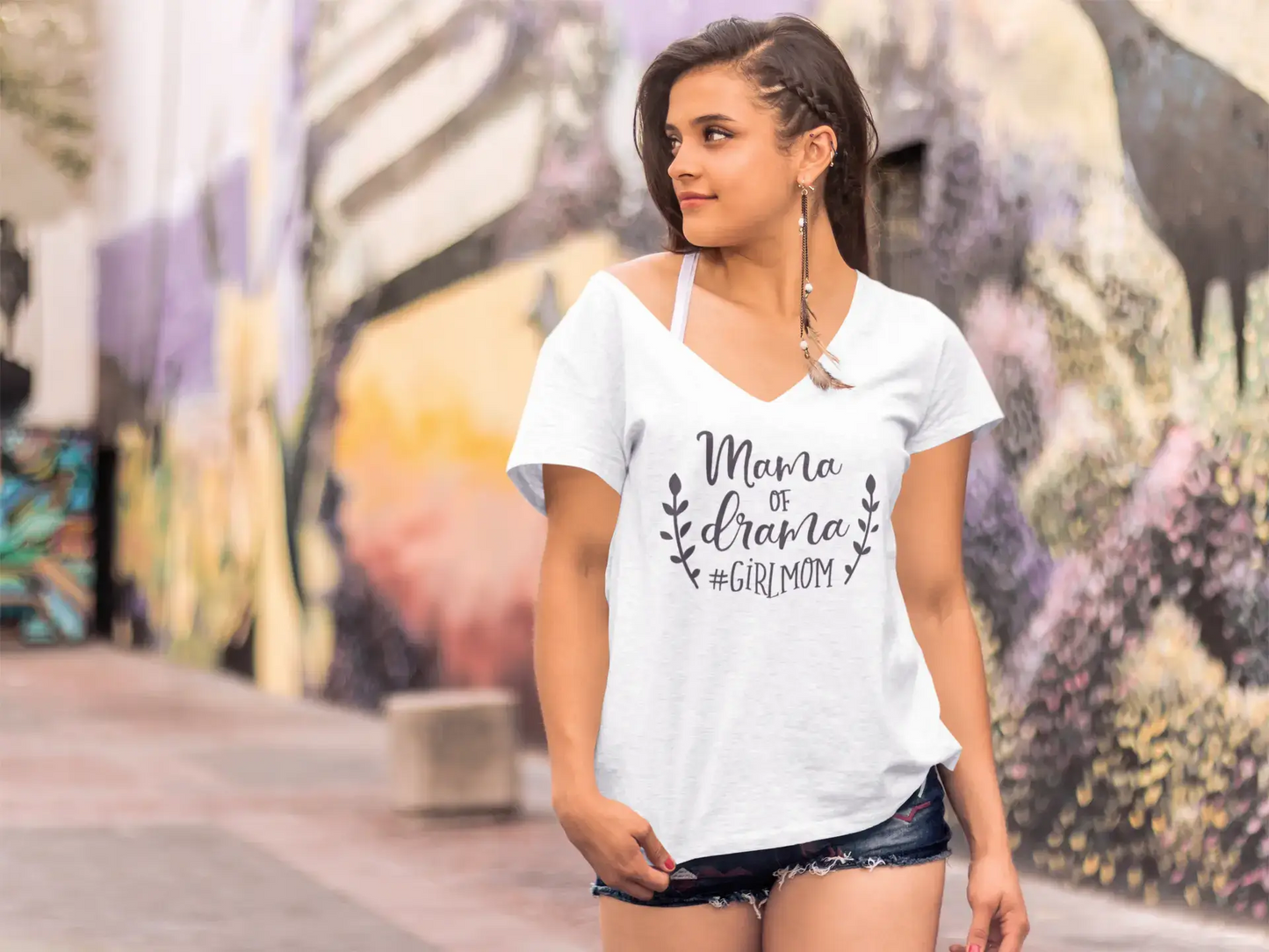 ULTRABASIC <span>Damen</span> T-Shirt Mama of Drama – Girl Mom Kurzarm-T-Shirt Tops