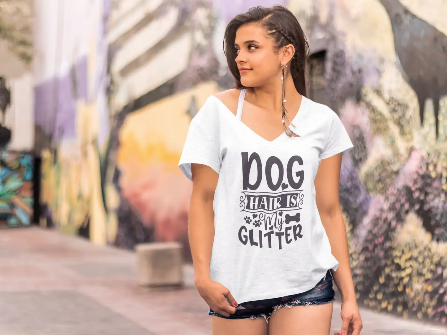 T-Shirt Femme ULTRABASIC Les poils de chien sont mes paillettes - Citation drôle