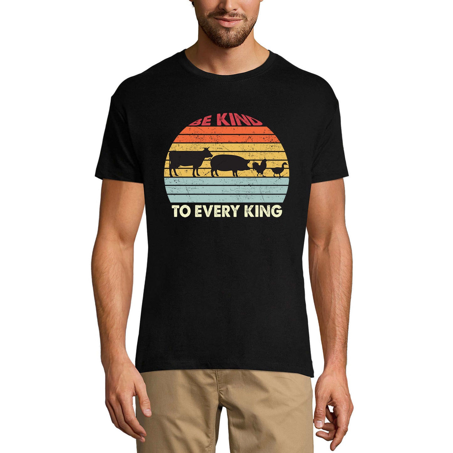 ULTRABASIC Men's Graphic T-Shirt Be Kind to Every King - Funny Retro Animal Lover Tee Shirt