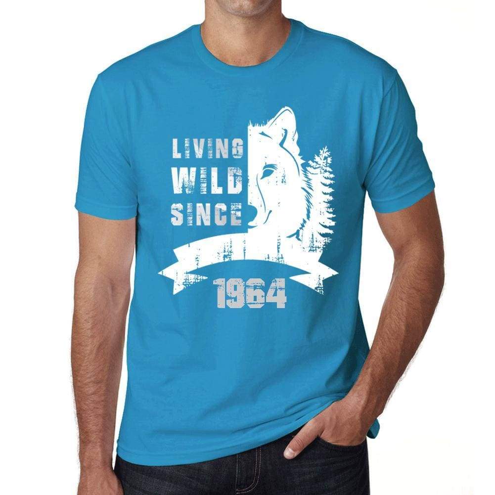 1964, Living Wild Since 1964 Men's T-shirt Blue Birthday Gift 00499 - ultrabasic-com