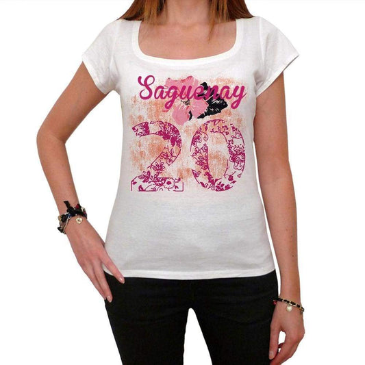 20 Saguenay Womens Short Sleeve Round Neck T-Shirt 00008 - White / Xs - Casual