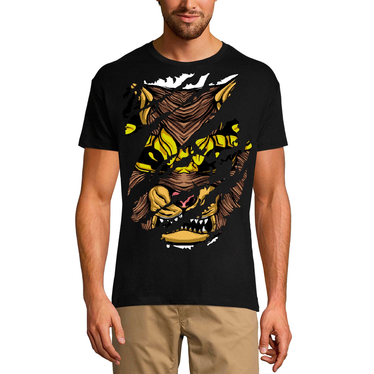 ULTRABASIC Herren Torn T-Shirt Angry Beast – Urban Vintage Grafikshirt für Männer