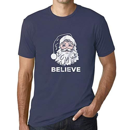 Ultrabasic - Herren T-Shirt Graphique Believe in Santa Claus Imprimé Letters Noël Cadeau Denim