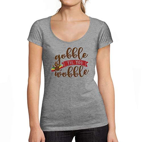 Ultrabasic - Femme Graphique Gobble Til You Wobble T-Shirt Action de Grâces Xmas Cadeau Idées Tee Gris Chiné