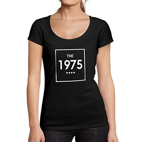 Ultrabasic - Tee-Shirt Femme col Rond Décolleté 1975 Ans Noir Profond