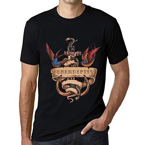 Ultrabasic - Homme T-Shirt Graphique Anchor Tattoo Serendipity Noir Profond