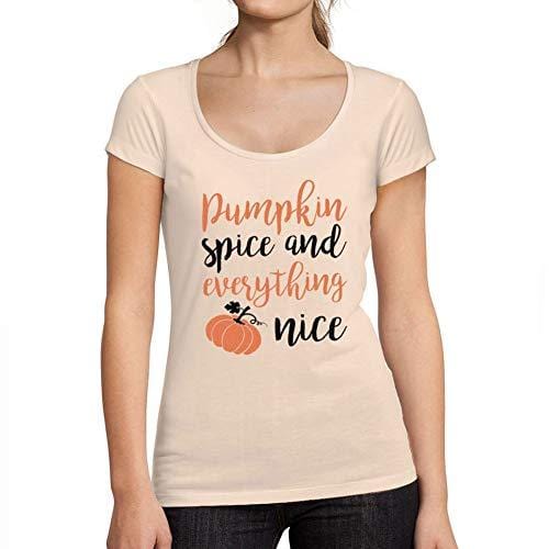 Ultrabasic - Tee-Shirt Femme col Rond Décolleté Pumpkin Spice and EverythingRose Crémeux