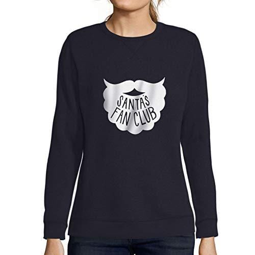 Ultrabasic - Femme Imprimé Graphique Sweat-Shirt Santa's Fan Club Cadeau De Noël Idées Cadeaux French Marine