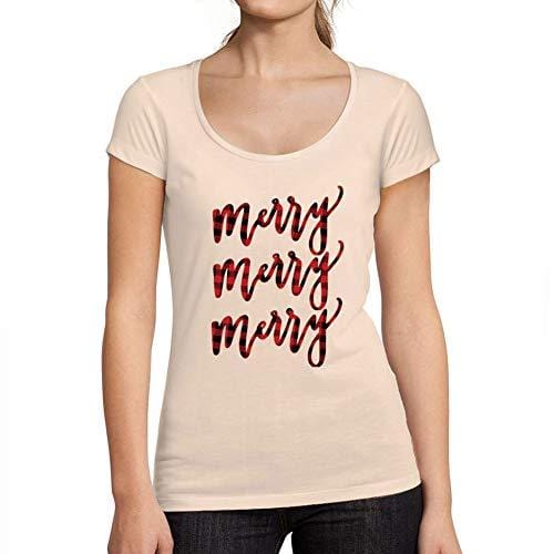 Ultrabasic - Femme Graphique Merry T-Shirt Action de Grâces Xmas Cadeau Idées Tee Rose Crémeux