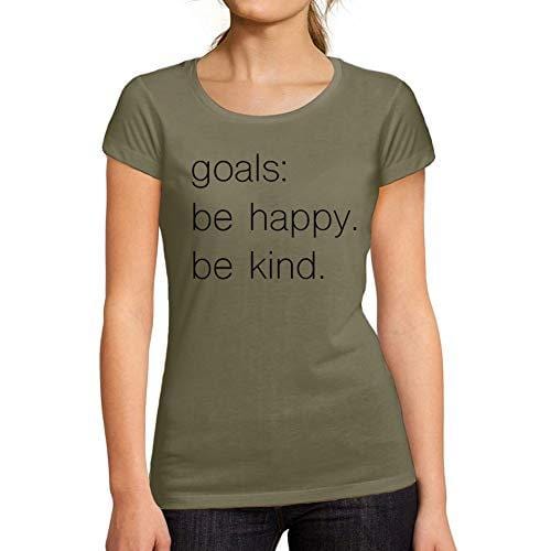 Ultrabasic - T-Shirt Femme Manches Courtes Be Kind Happy Kaki