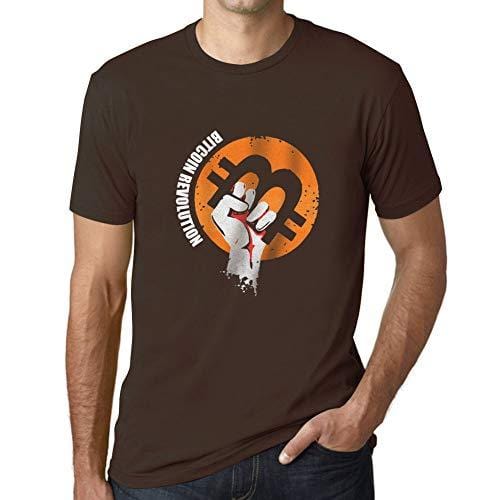 Ultrabasic - Homme T-Shirt Révolution Bitcoin T-Shirt HODL BTC Crypto Commerçants Cadeau Imprimé Tée-Shirt Chocolate